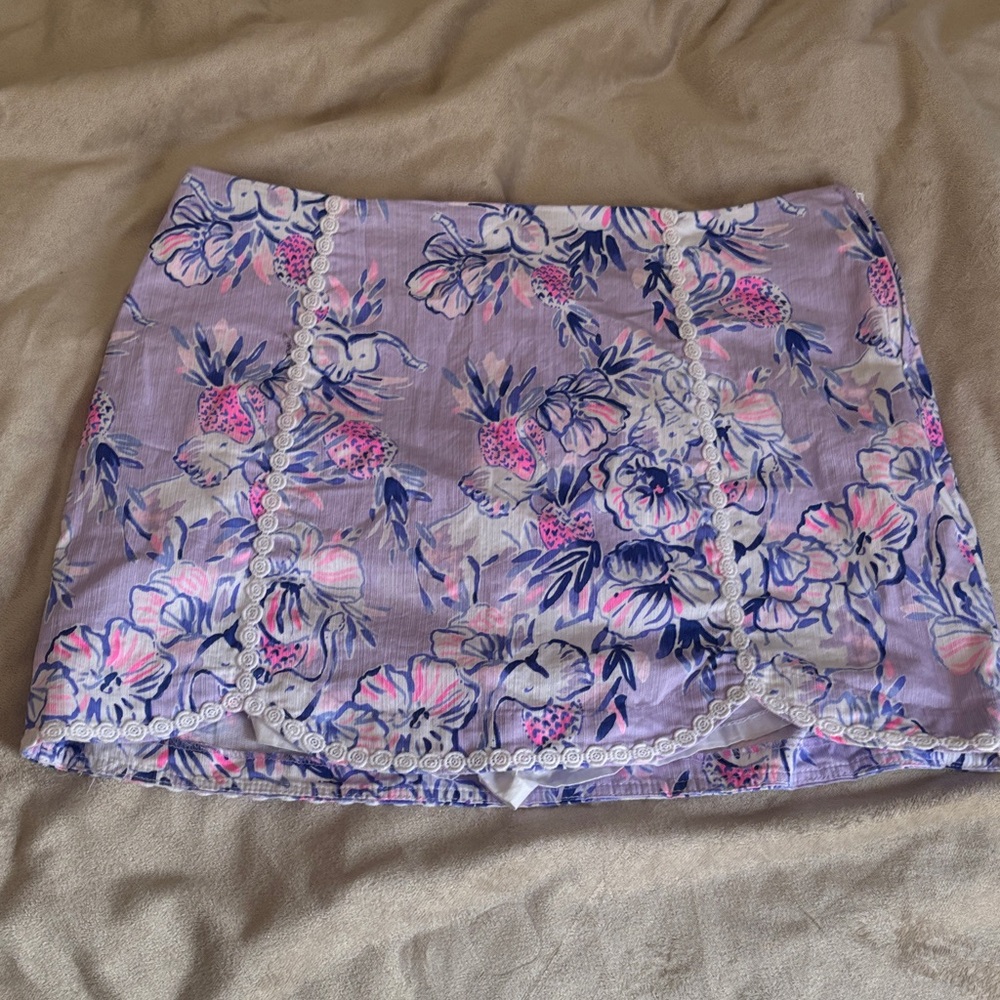 Lilly Pulitzer Floral Mini Skirt in Purple and Pink